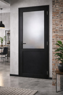 Bloc Porte Athena Noir H204 x L83 cm Côte Tableau P.Gauche,Poignee