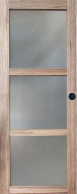 Porte Coulissante bois Frake Vitrée H204 x L83 cm, Coquilles Noir