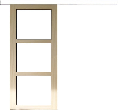 Porte Coulissante bois Ayous Vitrage transparent H204 x L83 cm, Rail alu bandeau blanc