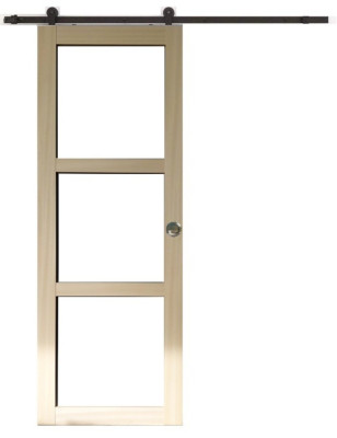 Porte Coulissante bois Ayous Vitrage transparent H204 x L73 cm, Rail Roulettes, Coquilles
