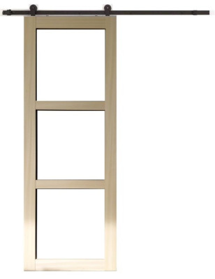 Porte Coulissante bois Ayous Vitrage transparent H204 x L83 cm, Rail Roulettes