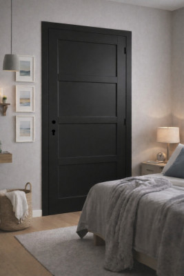 Bloc Porte Telia noir 4 panneaux H204 x L83 cm Côte Tableau P.Gauche