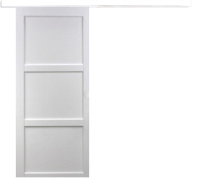 Porte Coulissante Korya Blanc 3 panneaux H204 x L93 cm, Rail Alu bandeau blanc