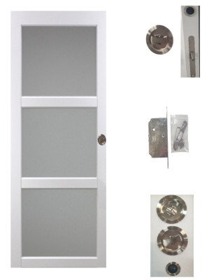 Porte Coulissante Kenya blanc Vitrée H204 x L83 cm, serrure condamnation
