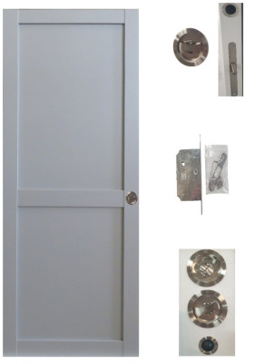Porte Coulissante Athena 2 Panneaux Gris Clair H204 x L83 cm, serrure condamnation