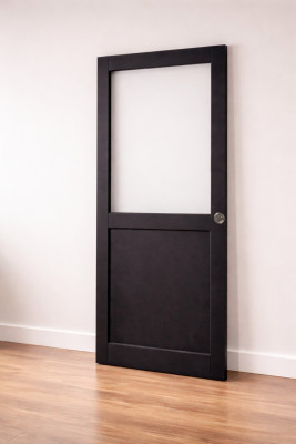 Porte Coulissante Atelier Noir H204 x L93 cm sans meneau, serrure condamnation