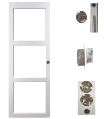 Porte Coulissante Kenya blanc Vitrage transparent H204 x L83 cm, serrure condamnation