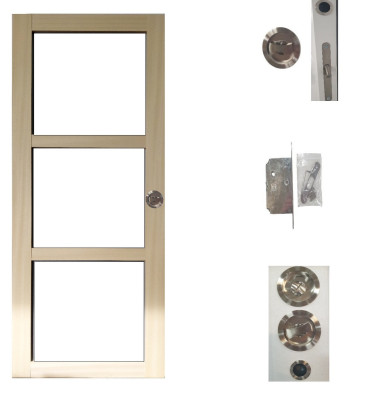 Porte Coulissante bois Ayous Vitrage transparent H204 x L73 cm, serrure condamnation