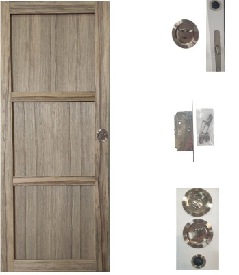 Porte Coulissante bois Frake 3 Panneaux H204 x L83 cm, serrure condamnation