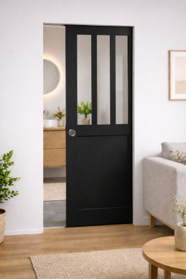 Porte Coulissante Atelier Noir H204 x L83 cm, Galandage