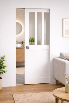 Porte Coulissante Atelier blanc H204 x L73 cm, Galandage