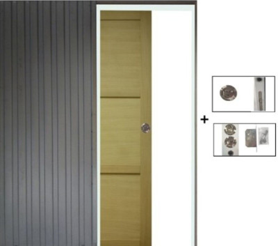 Porte Coulissante bois Ayous 3 Panneaux H204 x L73 cm, Galandage