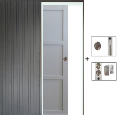 Porte Coulissante Greyria Gris 3 Panneaux Gris Clair H204 x L83 cm,Galandage