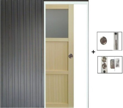 Porte Coulissante Ayous 2 Panneaux, 1 Vitrage H204 x L83 cm, Galandage