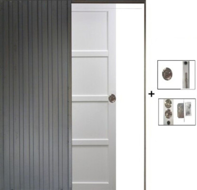 Porte Coulissante Tamera blanc 4 panneaux H204 x L93 cm, Galandage