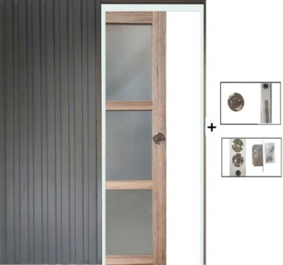 Porte Coulissante Frake Vitrée H204 x L83 cm, Galandage