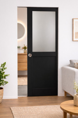 Porte Coulissante Athena Noir H204 x L73 cm, Galandage