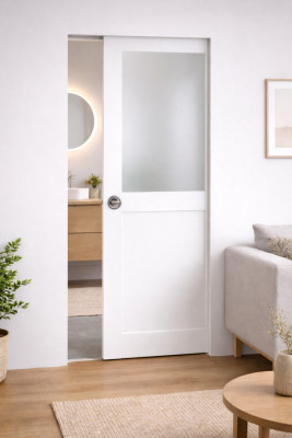 Porte Coulissante Athena blanc H204 x L73 cm, Galandage