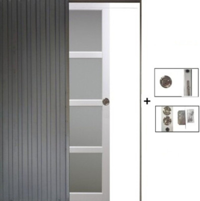 Porte Coulissante Tana blanc Vitrée H204 x L63 cm, Galandage