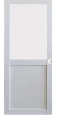 Porte Coulissante Athena Blanc H204 x L73 cm, Coquilles blanc