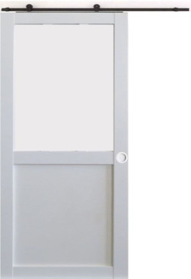 Porte Coulissante Athena blanc H204 x L83 cm, Rail Roulettes, Coquilles blanc
