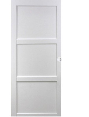 Porte Coulissante Korya Blanc 3 panneaux H204 x L73 cm, Coquilles blanc
