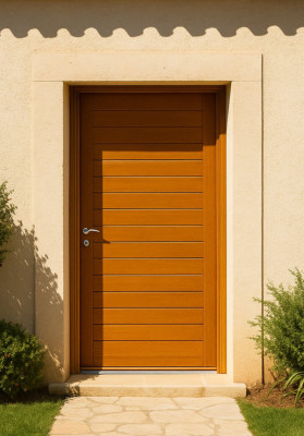Porte d'entrée Bois Pleine Laura, H.215xl.90 cm Côte Tableau p.Droit, Poignée, Barillet