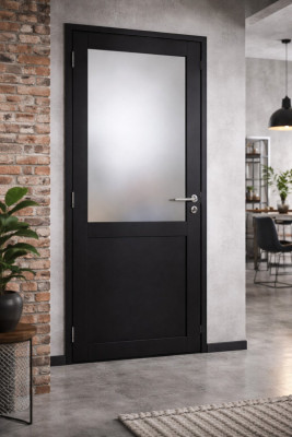 Bloc Porte Athena Noir H204 x L83 cm Côte Tableau P.Droite,Poignee Pomerol