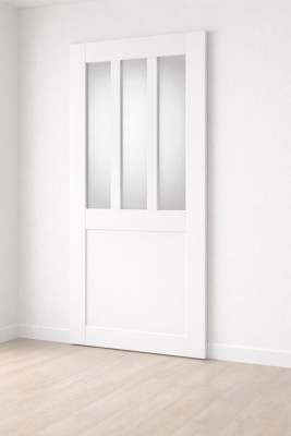 Porte Coulissante Atelier Blanc vitre depoli H204 x L93 cm