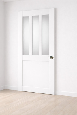 Porte Coulissante Atelier Blanc vitre depoli H204 x L93 cm, Coquilles