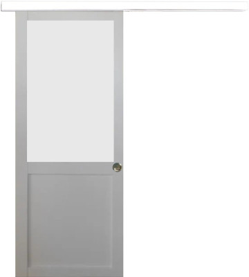 Porte Coulissante Athena Blanc H204 x l93 cm, Rail alu Bandeau Blanc, Coquilles