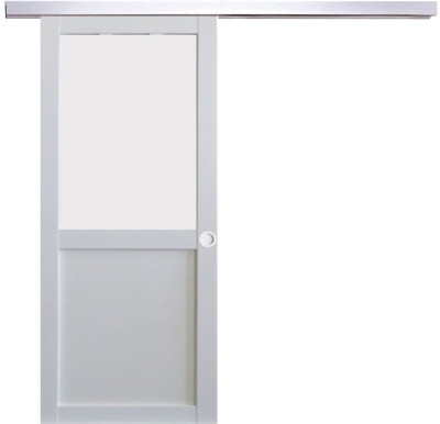 Porte Coulissante Athena Blanc H204 x L93 cm, Rail Alu, Coquilles blanc