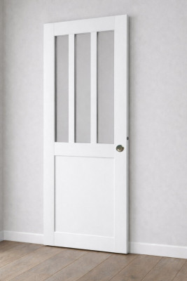 Porte Coulissante Atelier Blanc H204 x L83 cm, coquilles, tire doigt