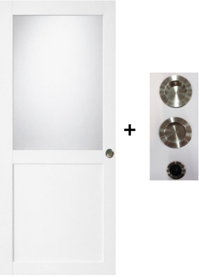 Porte Coulissante Athena Blanc H204 x L93 cm, coquilles, tire doigt
