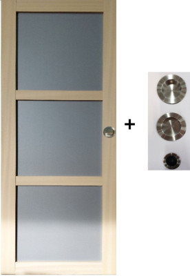 Porte Coulissante Ayous 3 Panneaux Gris Clair H204 x L83 cm, coquilles, tire doigt
