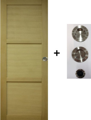 Porte Coulissante Ayous 3 Panneaux H204 x L83 cm, coquilles, tire doigt