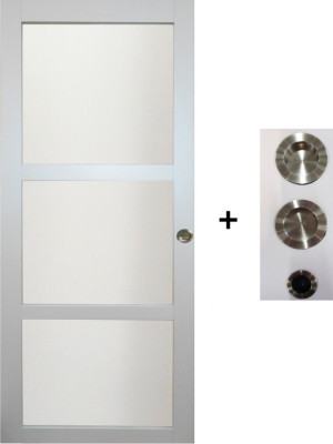 Porte Coulissante Greyria Gris Clair Vitrée H204 x L83 cm, coquilles, tire doigt