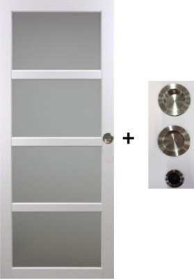 Porte Coulissante Tana blanc Vitrée H204 x L63 cm, coquilles, tire doigt
