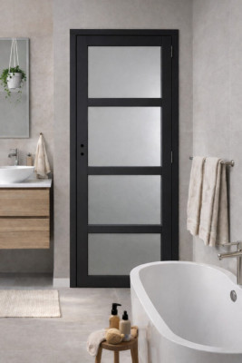 Bloc Porte Telia Noir Vitrée H204 x L83 cm Côte Tableau P.Gauche