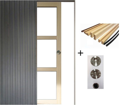 Porte Coulissante Ayous Vitrage transparent H204 x L83 cm, Galandage, kit finition