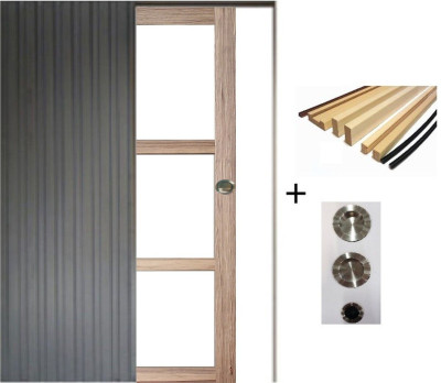 Porte Coulissante Frake Vitrage transparent H204 x L73 cm, Galandage, kit finition