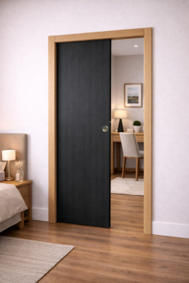 Porte Coulissante Grey OAK H204 x L73 cm, Galandage, kit finition