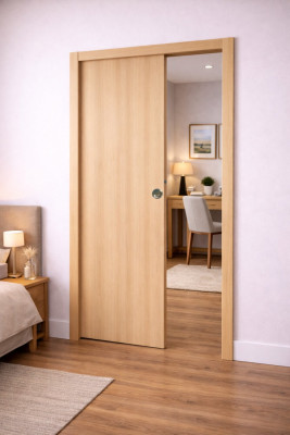 Porte Coulissante Honey OAK H204 x L83 cm, Galandage, kit finition