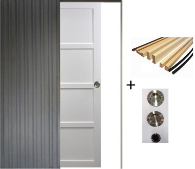 Porte Coulissante Tamera blanc H204 x L83 cm, Galandage, kit finition
