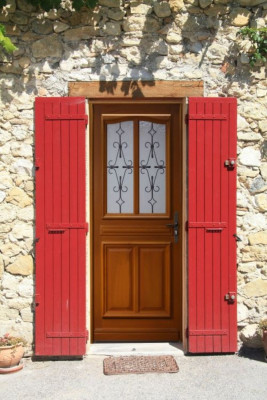 Porte d'entrée Bois Vitrée Perret, H.215xl.90 cm Côte Tableau p. Gauche, Poignee, Barillet, Bouton