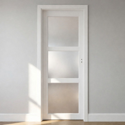Bloc Porte Kenya Blanc Vitre H204 x L73 cm Côte Tableau P.Gauche