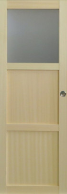 Porte Coulissante bois Ayous 2 Panneaux, 1 Vitrage H204 x L73 cm, Coquilles
