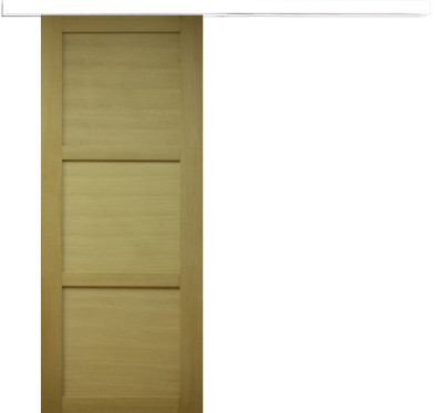 Porte Coulissante bois Ayous 3 Panneaux H204 x L83 cm, Rail alu Bandeau Blanc