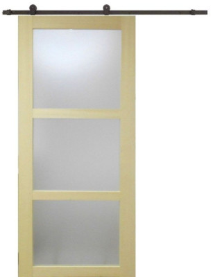 Porte Coulissante bois Ayous Vitrée H204 x L73 cm, Rail roulettes