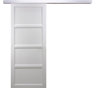 Porte Coulissante Tamera blanc 4 panneaux H204 x L93 cm, Rail Alu